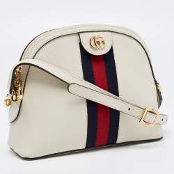 Gucci Off-White Leather Small Web Ophidia GG Shoulder Bag