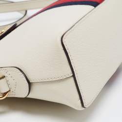 Gucci Off-White Leather Small Web Ophidia GG Shoulder Bag