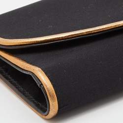 Pre Owned Gucci Black Satin and Leather Wristlet Clutch