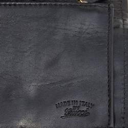 Pre Owned Gucci Black Satin and Leather Wristlet Clutch