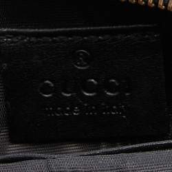 Pre Owned Gucci Black Satin and Leather Wristlet Clutch