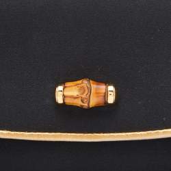 Pre Owned Gucci Black Satin and Leather Wristlet Clutch