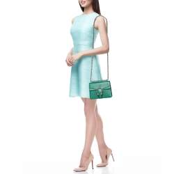 Pre Owned Gucci Green Leather Mini Dionysus Shoulder Bag