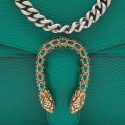 Pre Owned Gucci Green Leather Mini Dionysus Shoulder Bag