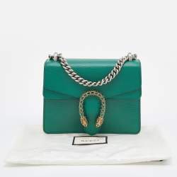 Pre Owned Gucci Green Leather Mini Dionysus Shoulder Bag