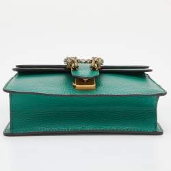 Pre Owned Gucci Green Leather Mini Dionysus Shoulder Bag
