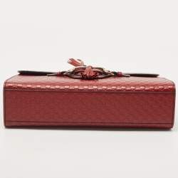 Pre Owned Gucci Dark Red Guccissima Leather Medium Emily Chain Shoulder Bag