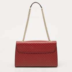 Pre Owned Gucci Dark Red Guccissima Leather Medium Emily Chain Shoulder Bag
