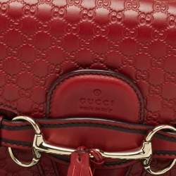Pre Owned Gucci Dark Red Guccissima Leather Medium Emily Chain Shoulder Bag