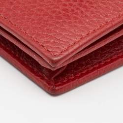 Gucci Red Leather GG Marmont Flap Card Case