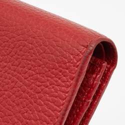 Gucci Red Leather GG Marmont Flap Card Case