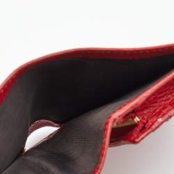 Gucci Red Leather GG Marmont Flap Card Case