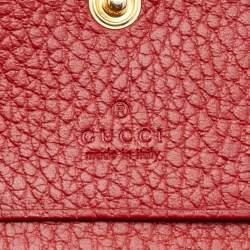 Gucci Red Leather GG Marmont Flap Card Case
