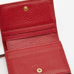 Gucci Red Leather GG Marmont Flap Card Case
