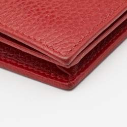 Gucci Red Leather GG Marmont Flap Card Case
