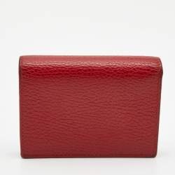 Gucci Red Leather GG Marmont Flap Card Case
