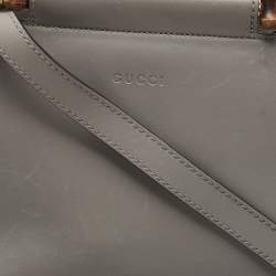 مملوكة مسبقًا Gucci Grey Leather Small Nymphaea Bamboo Tote