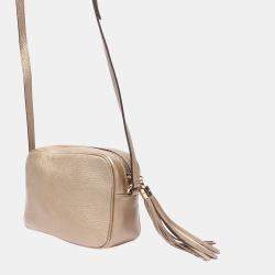 Pre Owned Gucci Gold Leather Soho Camera Bag