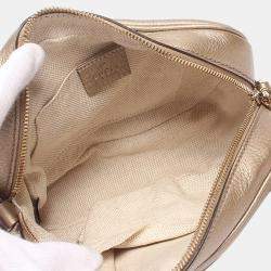 Pre Owned Gucci Gold Leather Soho Camera Bag