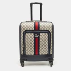 GUCCI GG Supreme Monogram Web Large Savoy Trolley Suitcase Beige