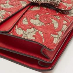 Pre Owned Gucci Red GG Supreme Canvas and Leather Medium Dionysus Arabesque Shoulder Bag