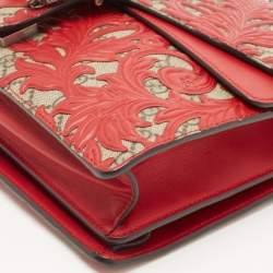 Pre Owned Gucci Red GG Supreme Canvas and Leather Medium Dionysus Arabesque Shoulder Bag