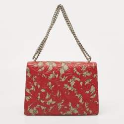 Pre Owned Gucci Red GG Supreme Canvas and Leather Medium Dionysus Arabesque Shoulder Bag