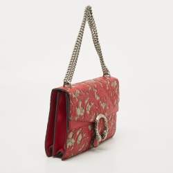 Pre Owned Gucci Red GG Supreme Canvas and Leather Medium Dionysus Arabesque Shoulder Bag