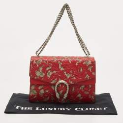 Pre Owned Gucci Red GG Supreme Canvas and Leather Medium Dionysus Arabesque Shoulder Bag