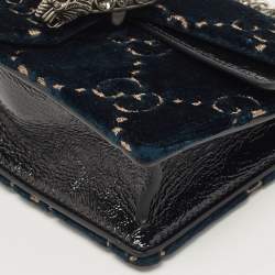 Pre Owned Gucci Dark Green GG Velvet Super Mini Dionysus Shoulder Bag