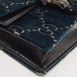 Pre Owned Gucci Dark Green GG Velvet Super Mini Dionysus Shoulder Bag