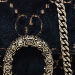 Pre Owned Gucci Dark Green GG Velvet Super Mini Dionysus Shoulder Bag