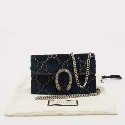 Pre Owned Gucci Dark Green GG Velvet Super Mini Dionysus Shoulder Bag