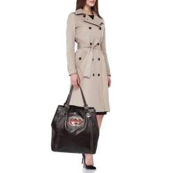 Pre Owned Gucci Black Leather Large Britt Tote