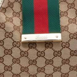 Pre Owned Gucci Beige/Cream GG Canvas and Leather New Ladies Web Hobo
