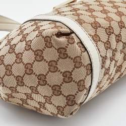 Pre Owned Gucci Beige/Cream GG Canvas and Leather New Ladies Web Hobo