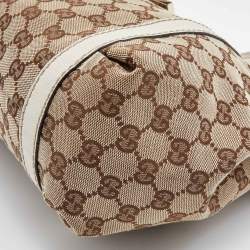 Pre Owned Gucci Beige/Cream GG Canvas and Leather New Ladies Web Hobo