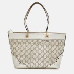 مملوكة مسبقًا حقيبة يد توتس غوتشي بانش جلد غوتشيسيما أبيض