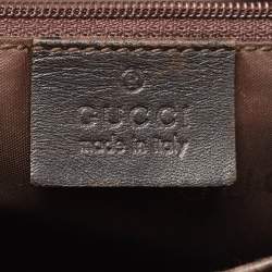 Pre Owned Gucci Beige/Brown Canvas And Leather Bamboo Handle Tote