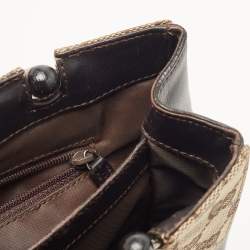 Pre Owned Gucci Beige/Brown Canvas And Leather Bamboo Handle Tote