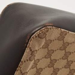 Pre Owned Gucci Beige/Brown Canvas And Leather Bamboo Handle Tote