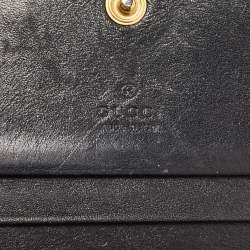 Gucci Charcoal Black Matelassé Leather GG Marmont Card Case