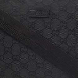 Gucci Black Canvas GG Logo Crossbody Messenger Bag 