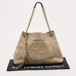 Gucci Pale Gold Leather Medium Soho Chain Shoulder Bag