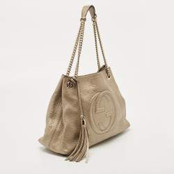 Gucci Pale Gold Leather Medium Soho Chain Shoulder Bag