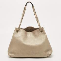 Gucci Pale Gold Leather Medium Soho Chain Shoulder Bag