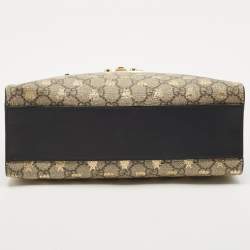 Gucci Black/Beige GG Bees Supreme Canvas Small Padlock Shoulder Bag