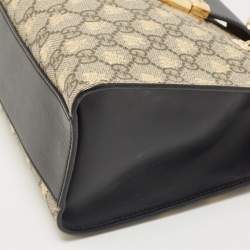 Gucci Black/Beige GG Bees Supreme Canvas Small Padlock Shoulder Bag