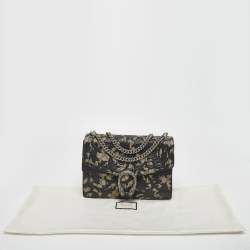 Pre Owned Gucci Black/Beige GG Supreme Canvas and Leather Medium Dionysus Arabesque Shoulder Bag