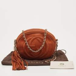 Pre Owned Gucci Brown Nubuck Mini Soho Disco Chain Crossbody Bag